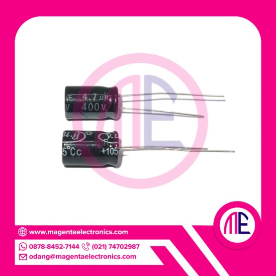 CAPACITOR 4.7UF 400V DIP2 (L= 1.3 CM W= 0.8 CM)