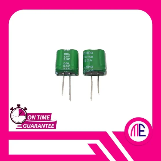 DDL 2.5F 5.5V DIP2 (STRAIGHT PIN) COMBINED SUPERCAPITOR (L= 2.2 cm W= 2 cm)