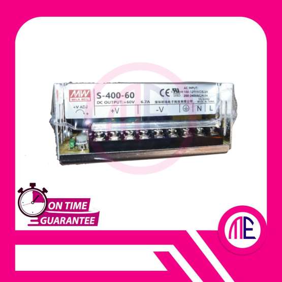 S-400-60 (DC Out= +60V 6.7A AC In= 100-120VAC-6.5A 200-245VAC 4.0A)