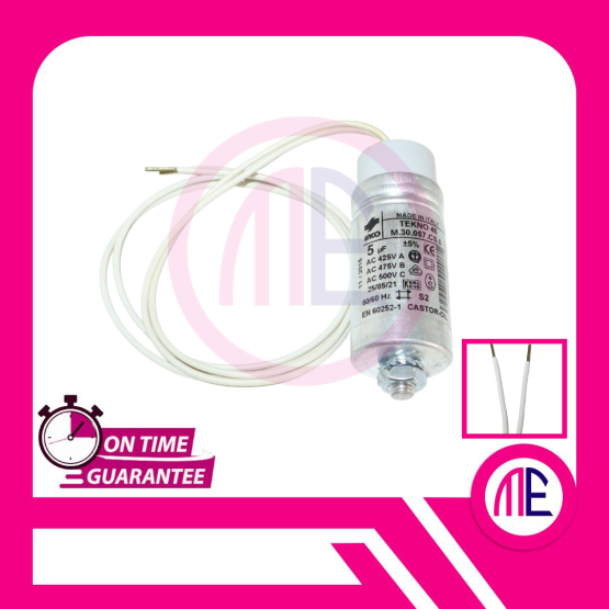 TEKNO 45 M.30.057.CS.5 5uF 5% 50-60Hz - 6.3x1.8 - 2 Cable