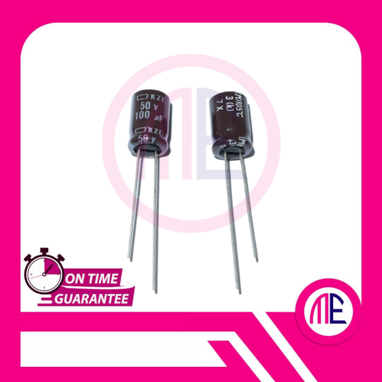 100uF 50V DIP2 (L= 1.2 CM W= 0.8 CM)