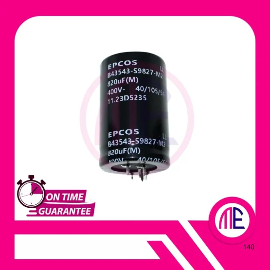 B43543-S9827 820uF 400V DIP3 (L= 5.6 cm W= 2.9 cm)